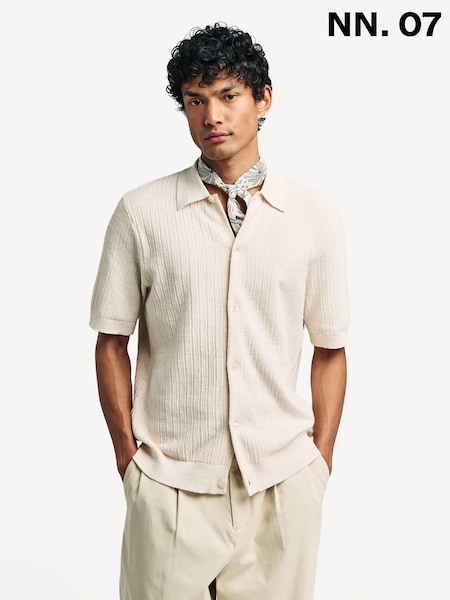 NN.07 Natural Nolan Button Through Knit Short Sleeve Shirt (W23275) | £160