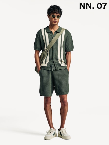 NN.07 Green Marc Textured Drawstrong Shorts (W23284) | £135