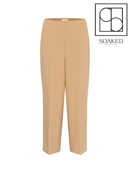 Soaked in Luxury SLCorinne Wide Leg Cropped Brown Trousers (W23310) | £75