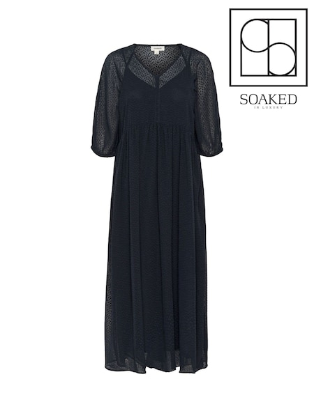 Soaked in Luxury Blue SLCammelie 3/4 Sleeve V-Neck Maxi Dress (W23312) | £90