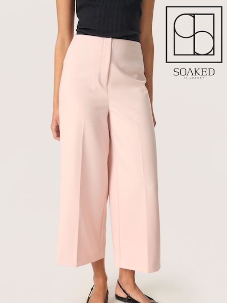 Soaked in Luxury Pink SLCorinne Wide Cropped Trousers (W23313) | £75