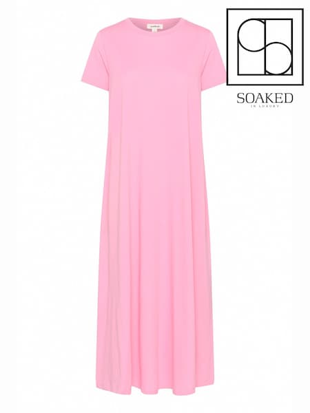 Soaked in Luxury SLAeve Short Sleeve 100% Cotton Maxi Dress (W23320) | £60