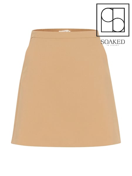 Soaked in Luxury SLCorinne A-Line Brown Mini Skirt (W23327) | £60