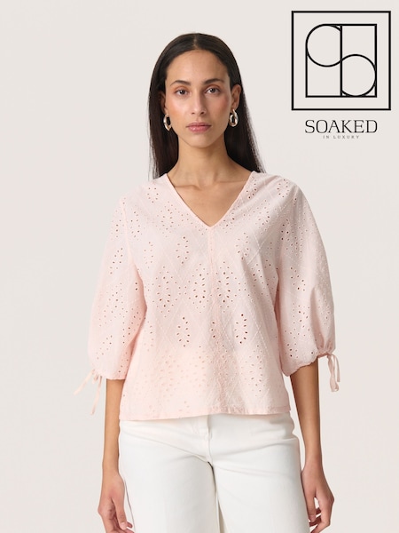 Soaked in Luxury Pink SLJoella V-Neck Blouse (W23333) | £75