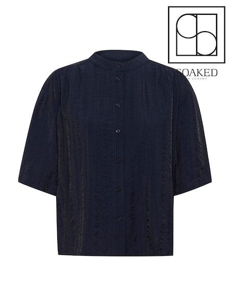 Soaked in Luxury Blue SLEmine Layna 3/4 Sleeve Shirt (W23334) | £60