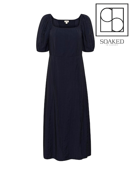 Soaked in Luxury Blue SLEmine Haiku Short Sleeve Maxi Dress (W23335) | £100