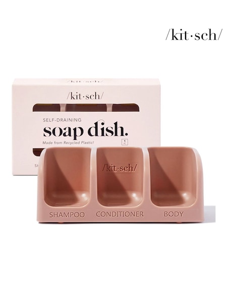 Kitsch Recycled Plastic SelfDraining Soap Dish (W23371) | £12