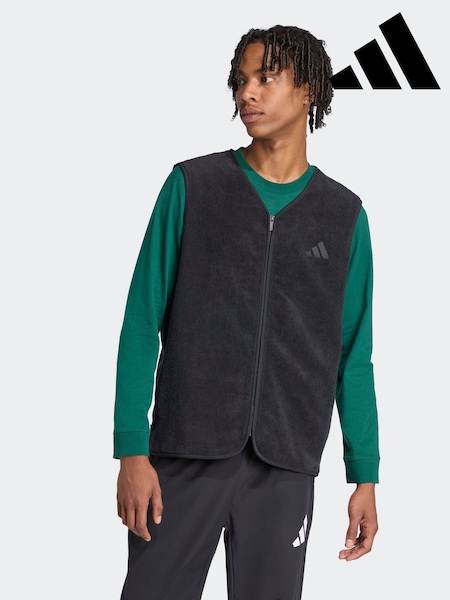 adidas Black adidas Future Icons Small Logo Low Pile Fleece Gilets (W23426) | £45