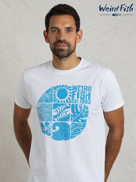 Weird Fish White Summer Sector Eco Graphic T-Shirt (W23449) | £28