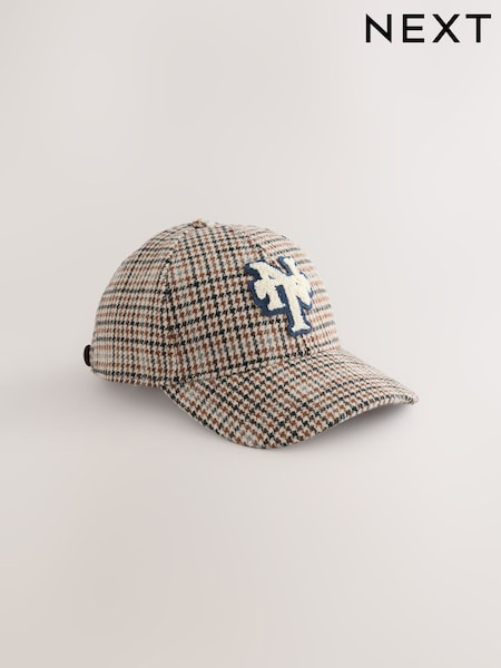 Neutral Brown Check Cap (W23452) | £16