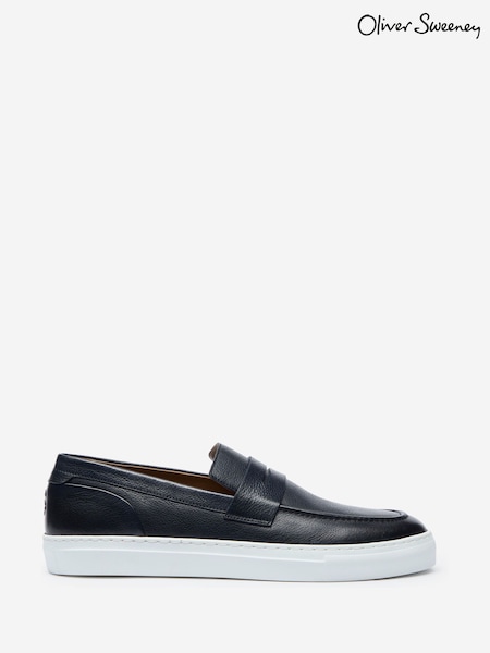 Oliver Sweeney Black Milled Leather Penny Loafers (W23461) | £179