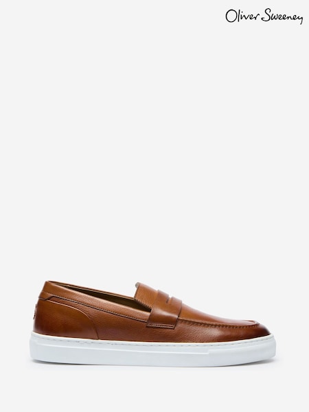 Oliver Sweeney Brown Milled Leather Penny Loafers (W23467) | £179