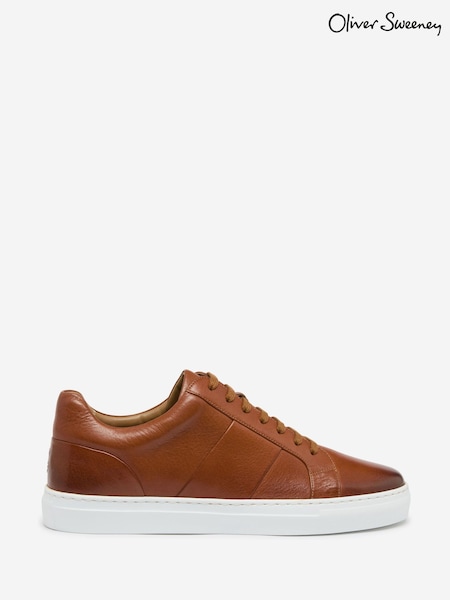 Oliver Sweeney Brown Milled Leather Cupsole Trainers (W23476) | £179