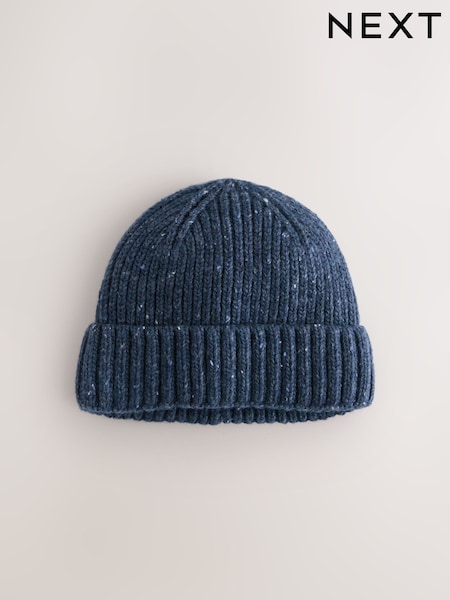 Navy Blue Neppy Twist Beanie Hat (W23480) | £12