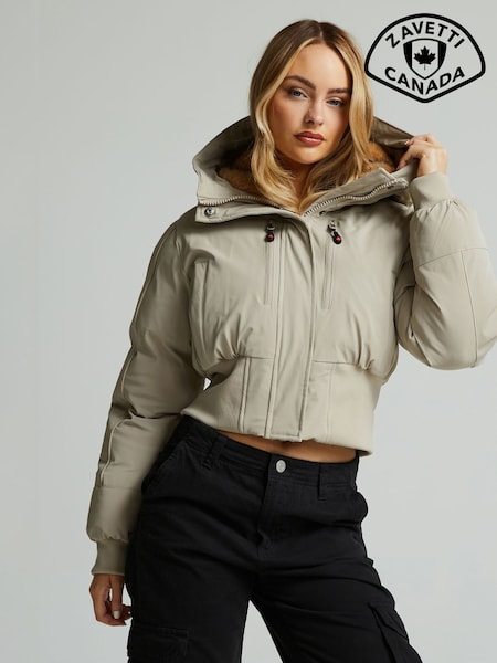 Zavetti Canada Womens Cream Ossani Split Hood Puffer Bomber Jacket (W23506) | £125