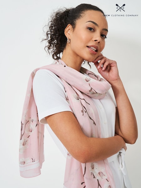Crew Clothing Pink Floral Print Scarf (W23599) | £29