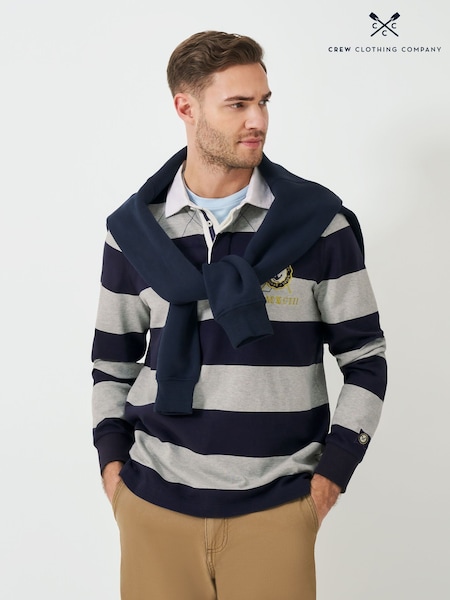 Crew Clothing Blue Callington Striped Rugby 100% Cotton Shirt (W23630) | £69