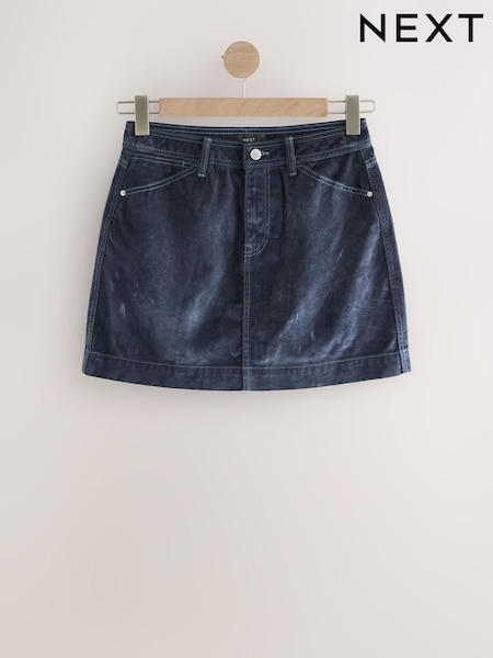 Blue Flocked Denim Mini Skirt (W23640) | £34