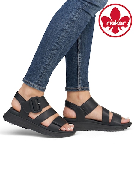 Rieker Womens Hook & Loop Sport Black Shoes (W23659) | £72