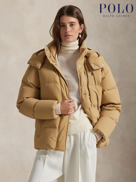 Polo Ralph Lauren Brown Woven Puffer Coat (W23708) | £495