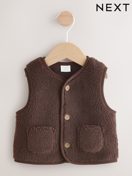 Chocolate Brown Borg Baby Gilet (W23737) | £9 - £11