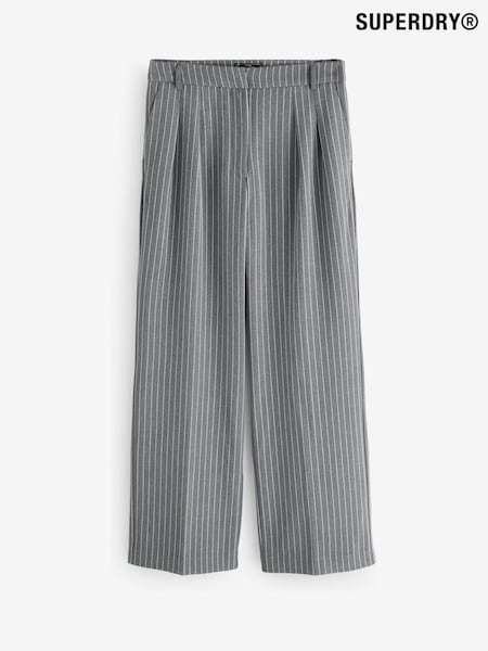 Superdry Grey Mid Rise Pinstripe Trousers (W23754) | £55