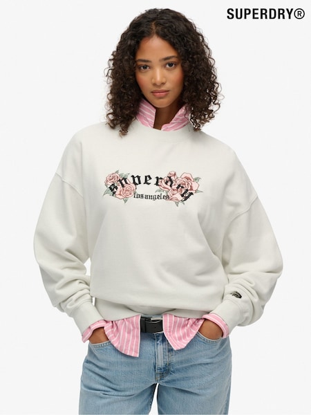 Superdry White Night Garden Oversized Crew Sweatshirt (W23755) | £50