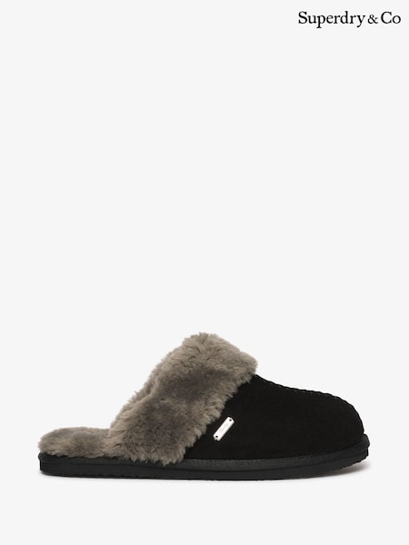 Superdry Black Faux Suede Mule Slippers (W23758) | £35