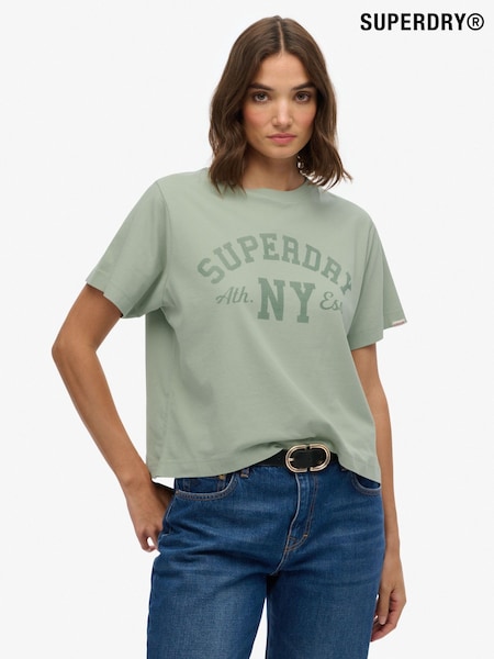 Superdry Green Athletic Essentials Loose T-Shirt (W23772) | £25