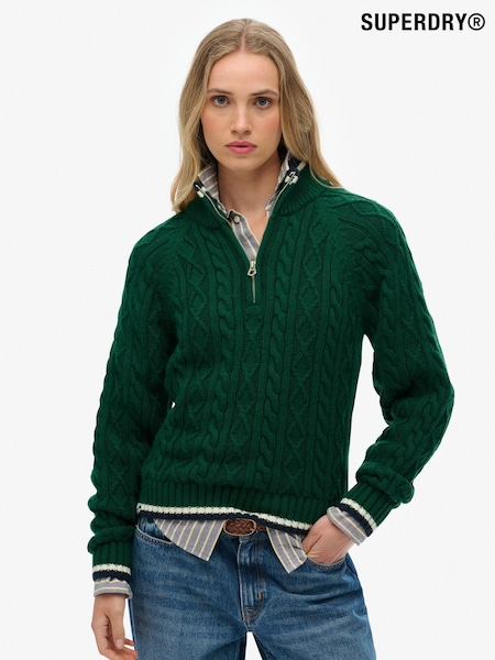 Superdry Green Brushed Cable Roll Neck Jumper (W23807) | £55