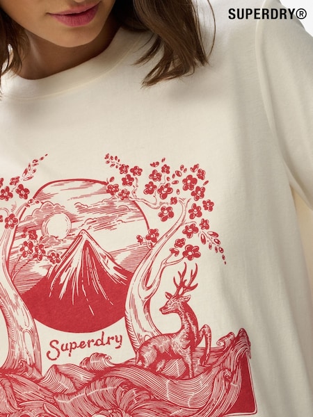 Superdry Cream Tokyo Narrative Relaxed T-Shirt (W23823) | £27