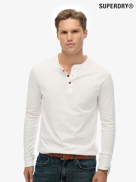 Superdry White Classic Essential Grandad Top (W23836) | £30