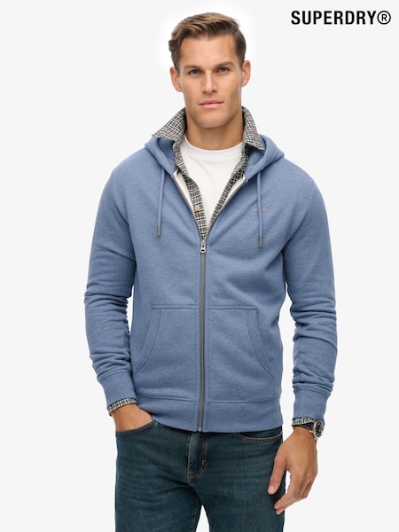 Superdry Jeans Blue Marl Essential Logo Slim Fit Zip Hoodie (W23837) | £55