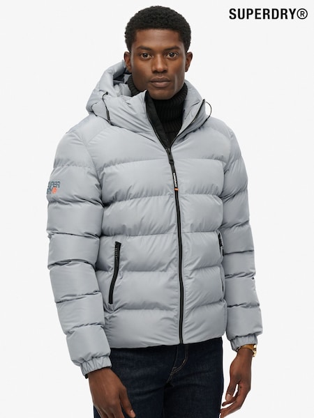 Superdry Light Blue Hooded Sports Puffer Jacket (W23863) | £95