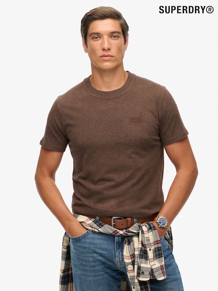 Superdry Brown Essential Short Sleeve Logo T-Shirt (W23872) | £20