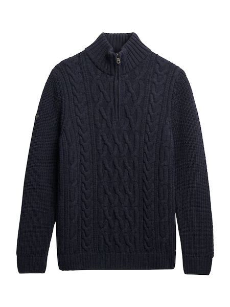 Superdry Indigo Jacob Cable Knit Half Zip Jumper (W23873) | £65