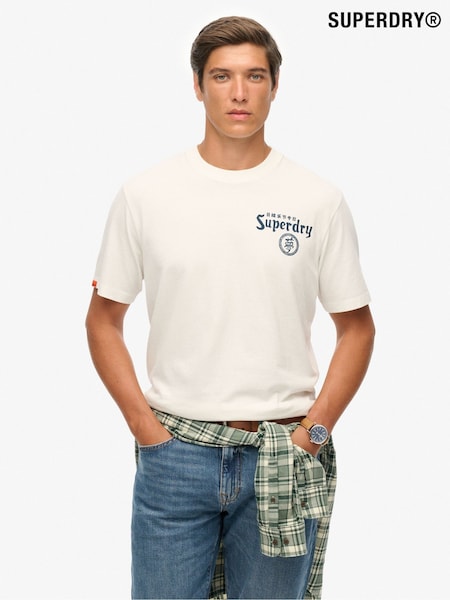 Superdry White Tokyo Narrative Loose T-Shirt (W23889) | £30