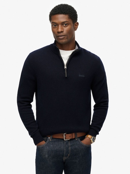 Superdry Blue Wool Blend Half Zip Jumper (W23890) | £50