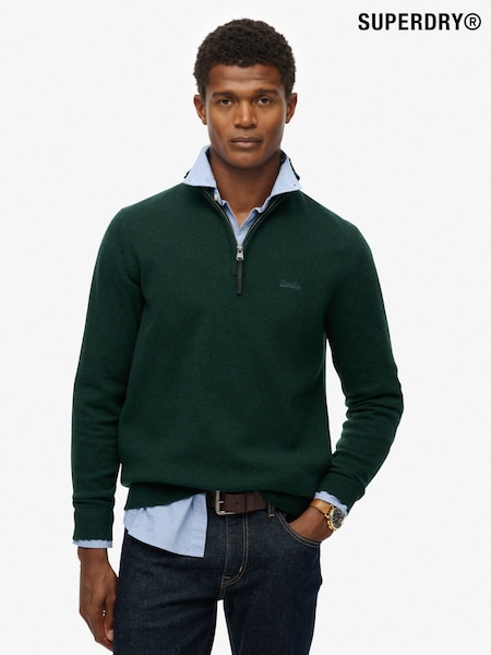 Superdry Green Wool Blend Half Zip Jumper (W23907) | £50