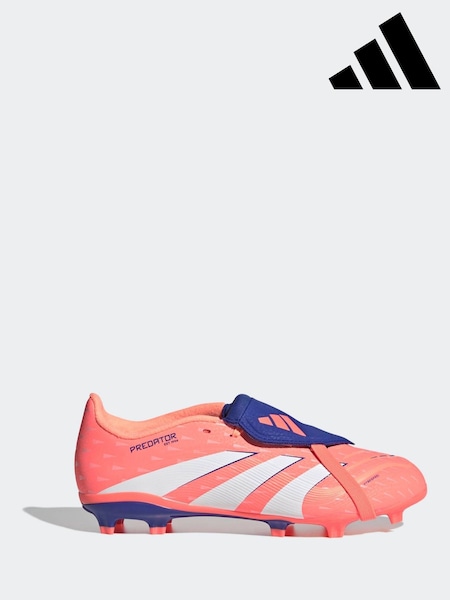 adidas Coral/White Kids Predator League Fold-Over Tongue Firm/Multi-Ground Boots (W23920) | £60