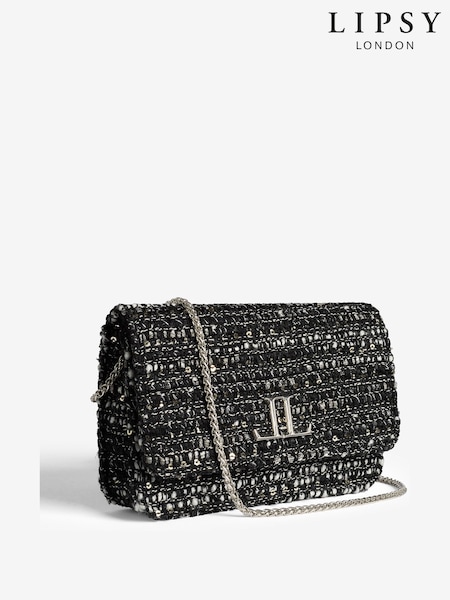 Lipsy Black Boucle Mini Cross-Body Bag (W23939) | £25