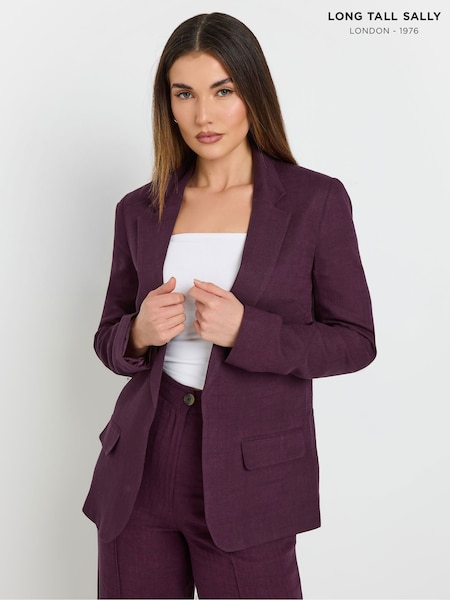Long Tall Sally Purple Textured Linen Blazer (W23951) | £0