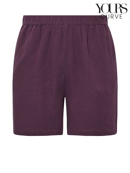 Yours Curve Purple Cheesecloth 100% Cotton Co-Ord Shorts (W23952) | £27