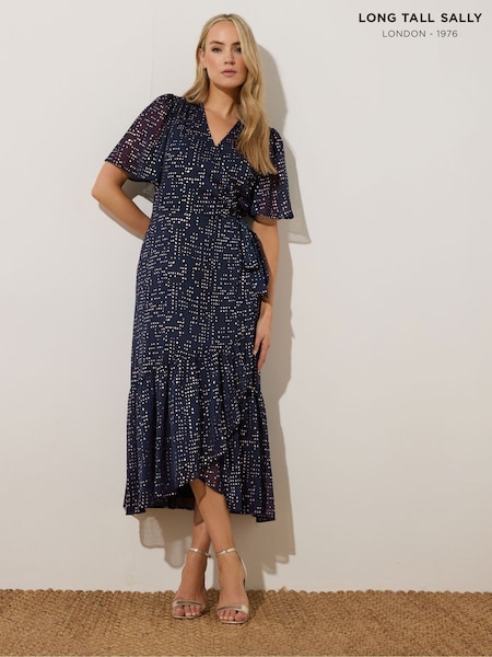 Long Tall Sally Blue Chiffon Midi Dress (W23971) | £60