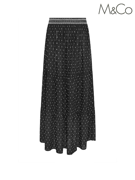 M&Co Black Rayon Dobby Skirt (W23978) | £39