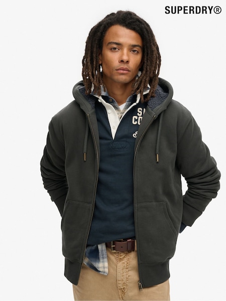 Superdry Black Borg Lined Ziphood Hoodie (W23991) | £75
