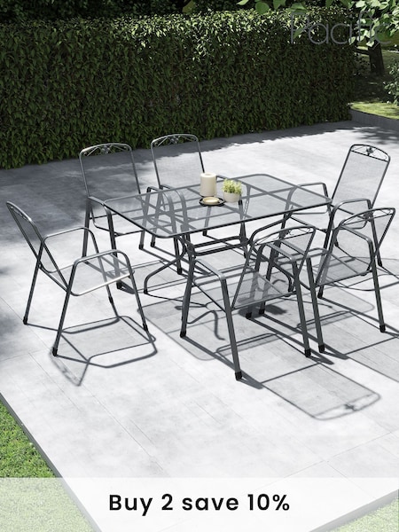 Pacific Grey Savoy Garden Rectangular 6 Seater Dining Table Set (W24073) | £870