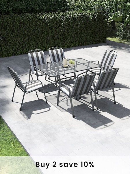 Pacific Grey Savoy Garden Rectangular 6 Seater Dining Table and Cushions (W24095) | £1,230