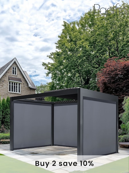 Pacific Dark Grey Electric Garden Pergola with LED and Blinds (W24099) | £8,265