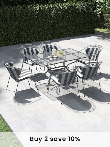 Pacific Grey Elegance Garden Rectangular 6 Seater Dining Table Set (W24104) | £1,300